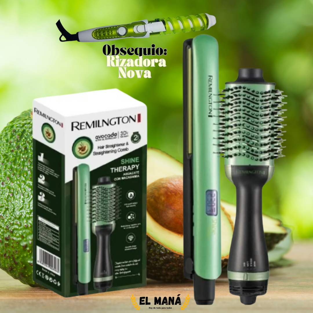 🥑Combo Plancha + Cepillo Secador Aguacate y Macadamia + OBSEQUIO Rizadora Nova🎁