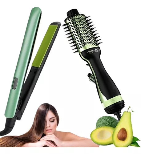 🥑Combo Plancha + Cepillo Secador Aguacate y Macadamia + OBSEQUIO Rizadora Nova🎁