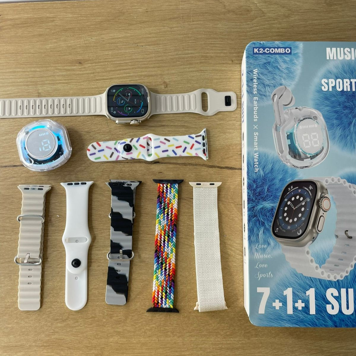 ⌚SUPER COMBO 9 en 1: SMARTWATCH + AUDIFONOS + 7 CORREAS💎