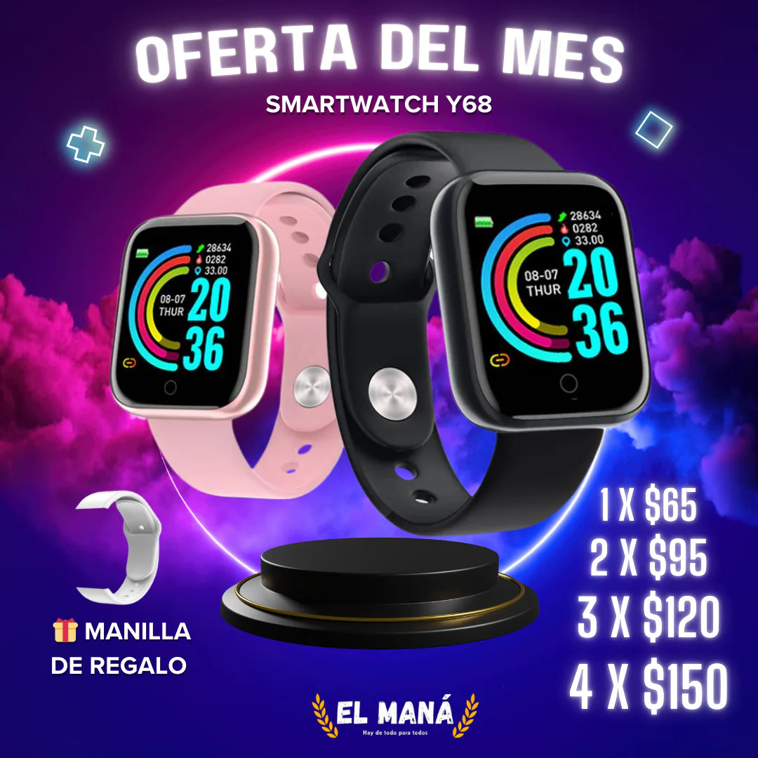 ⌚Reloj Smartwatch Y68 PRO® + Manilla de Regalo🎁 - OFERTA DEL MES🔥