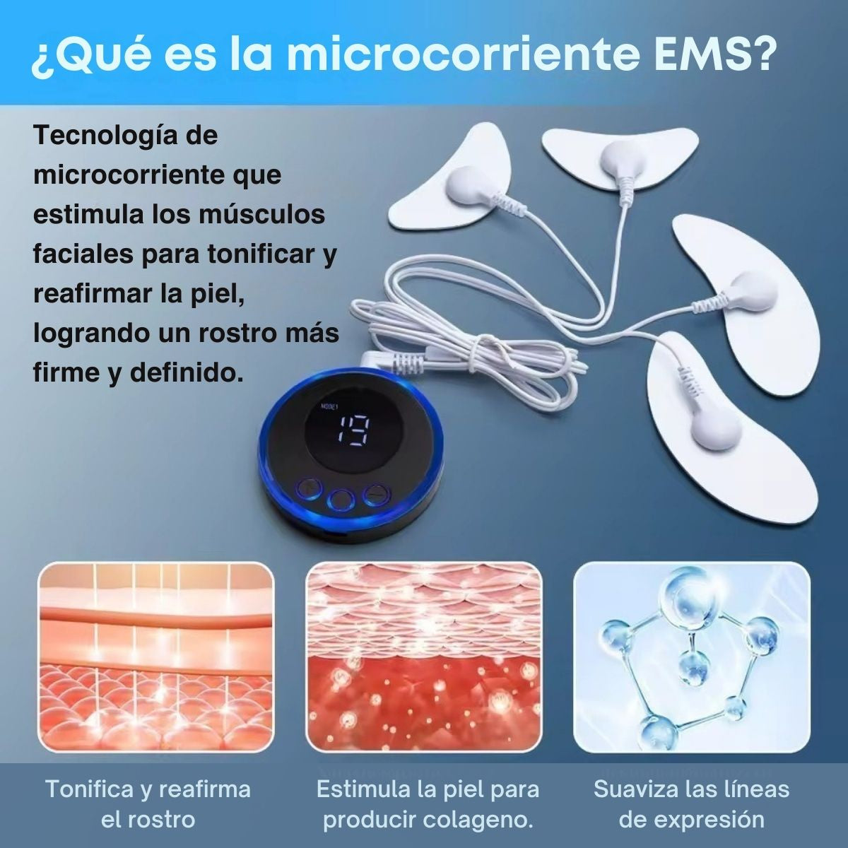 Masajeador Facial EMS Con Electrodos - DermaPulse PRO