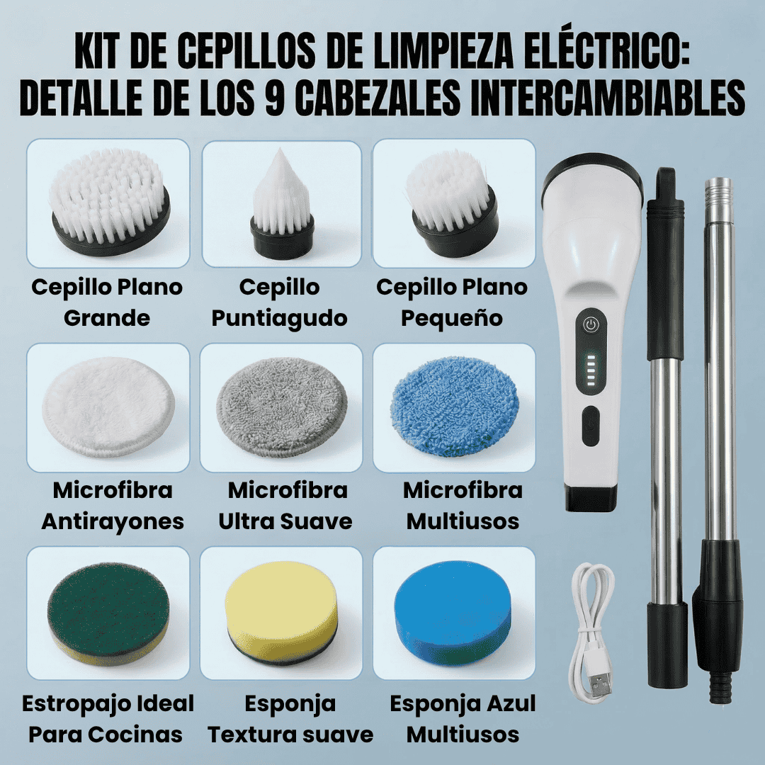 Cepillo 9 en 1 TurboLimpio + Guia de Limpieza🧼