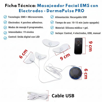 Masajeador Facial EMS Con Electrodos - DermaPulse PRO