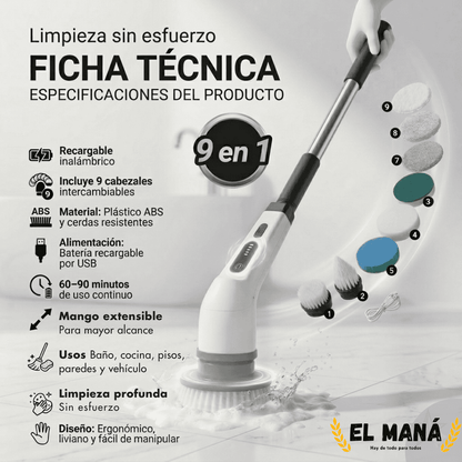 Cepillo 9 en 1 TurboLimpio + Guia de Limpieza🧼