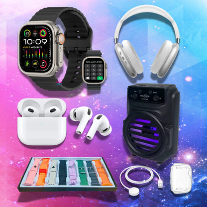 🎁MEGACOMBO TECNOLÓGICO: ⌚Smartwatch 7 Correas + 🎧Audífonos Diadema + 🔊Parlante + 🎶Audífonos Tactiles