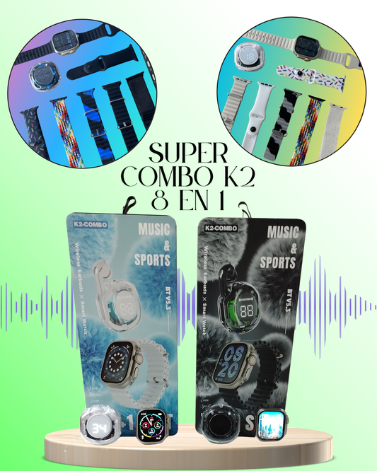 ⌚SUPER COMBO 9 en 1: SMARTWATCH + AUDIFONOS + 7 CORREAS💎